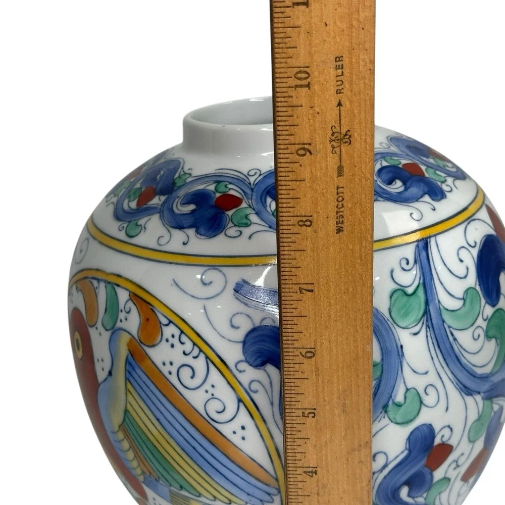 Ginger Jar Mid Century Chinese  - Floral Birds Parrot - World Bank Era